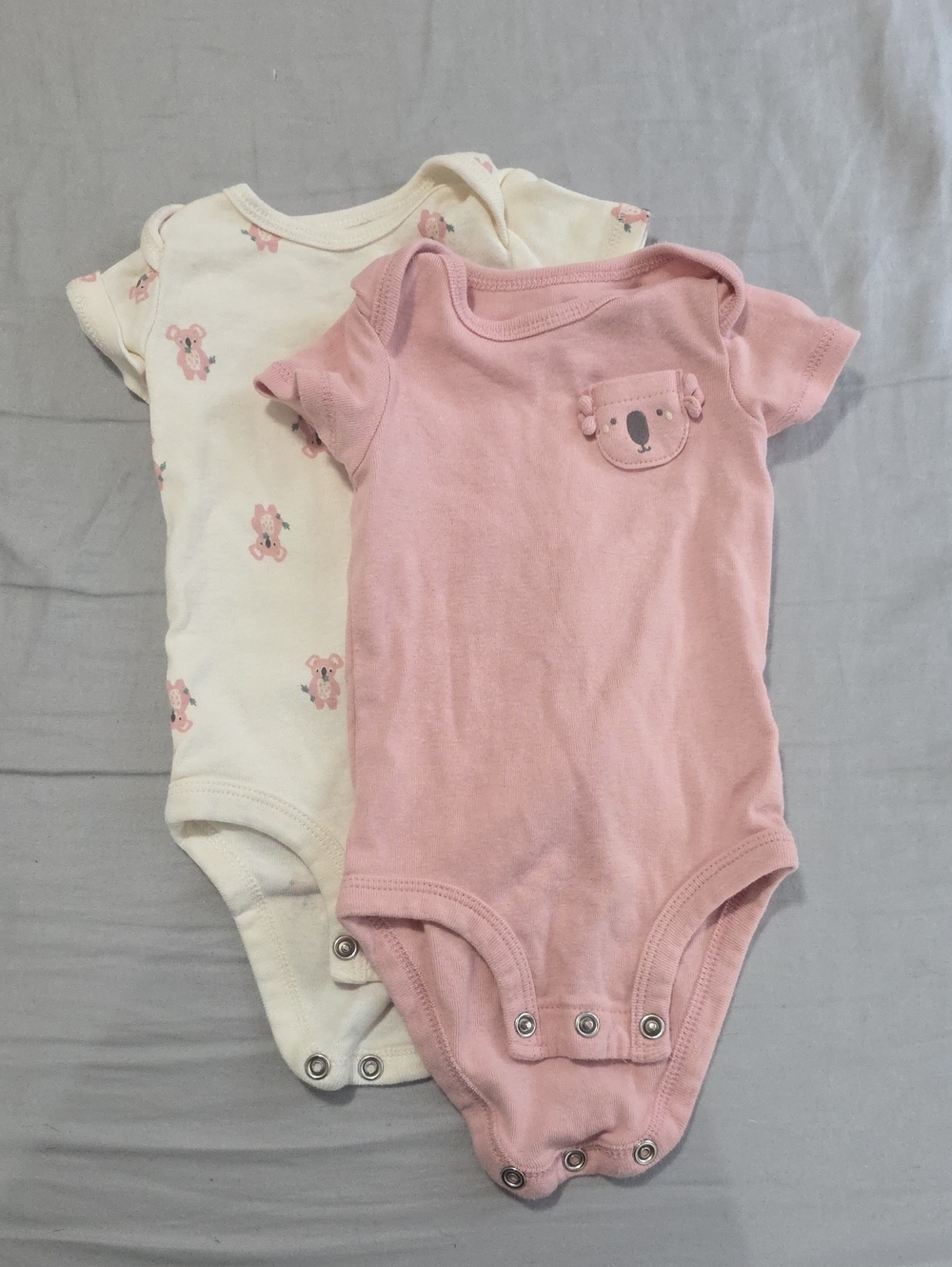 Carter's Pink and Cream Koala Baby One-Piece Bodysuits - Pack of 2